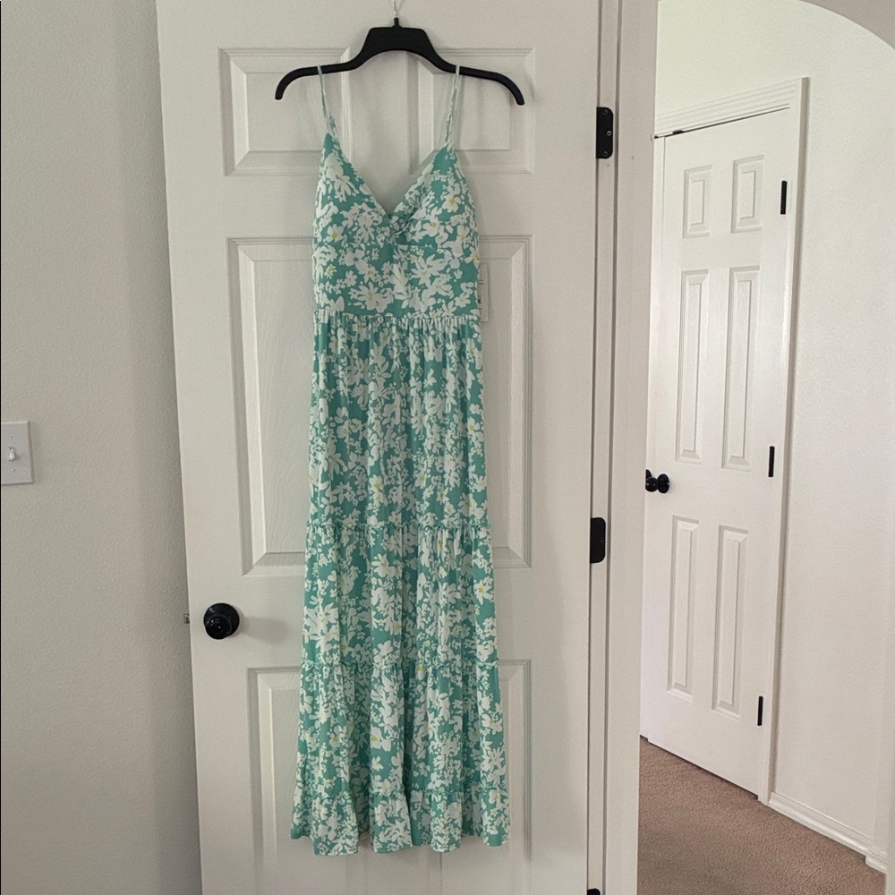 No Boundaries Green and White Floral Maxi Dress